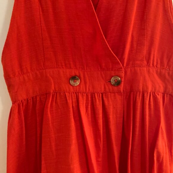 Free People Red Pinafore Jumper Linen Cottagecore Dress - Picture 3 of 8